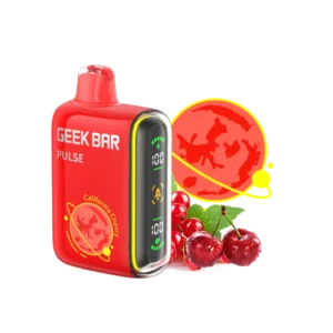 Red vape device with cherries and planet.