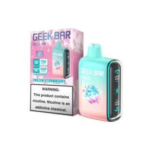 Geek Bar vape with packaging, frozen strawberry.
