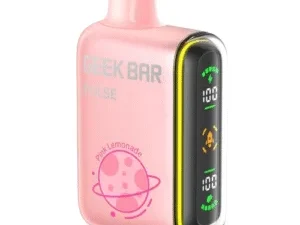 Pink Geek Bar vape with digital display.