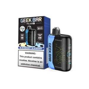 Geek Bar vape packaging, blueberry flavor.
