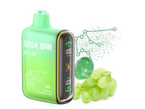 Green Geek Bar vape with grape flavor.