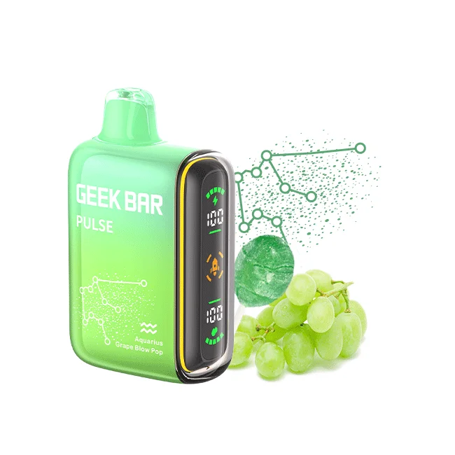 Green Geek Bar vape with grape flavor.