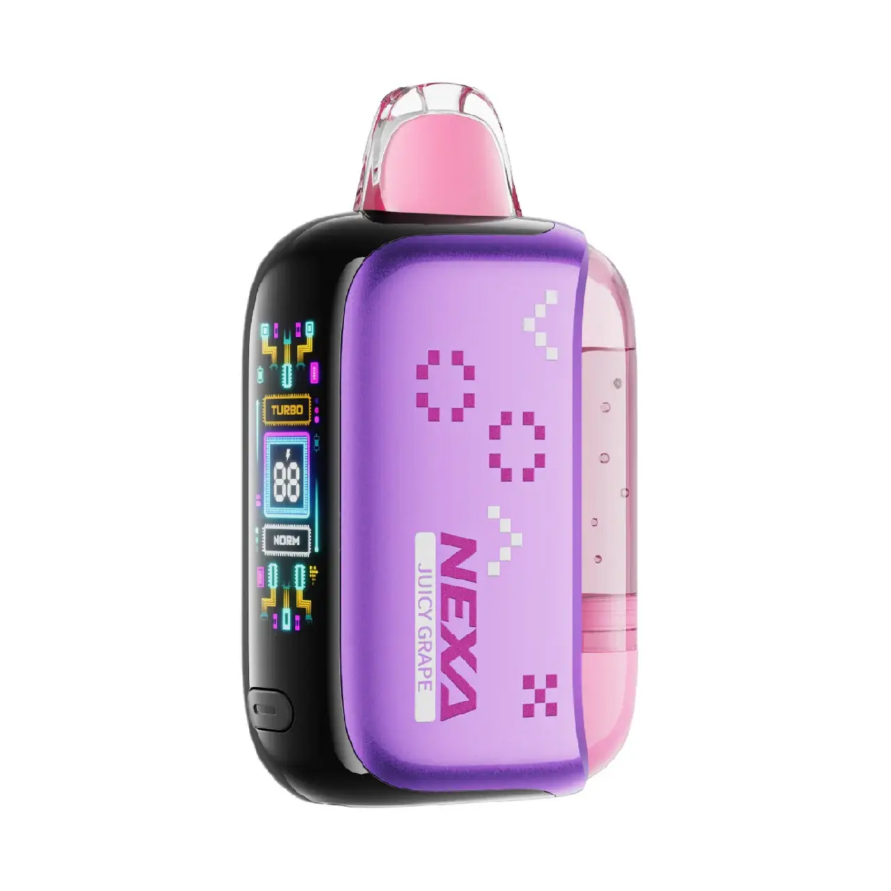 Colorful electronic device with digital display.