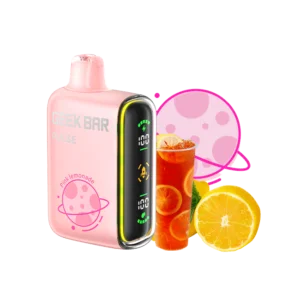 Pink vape device with citrus and lemonade.