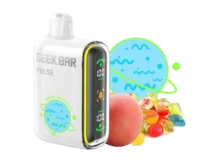 Vape device with candies and planet illustration.