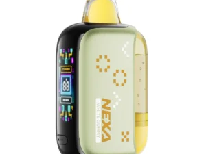 Colorful vape device with digital display.
