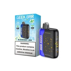 Geek Bar vape packaging with nicotine warning.