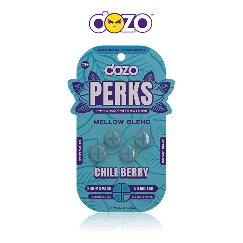 Dozo Perks Chill Berry supplement packaging.