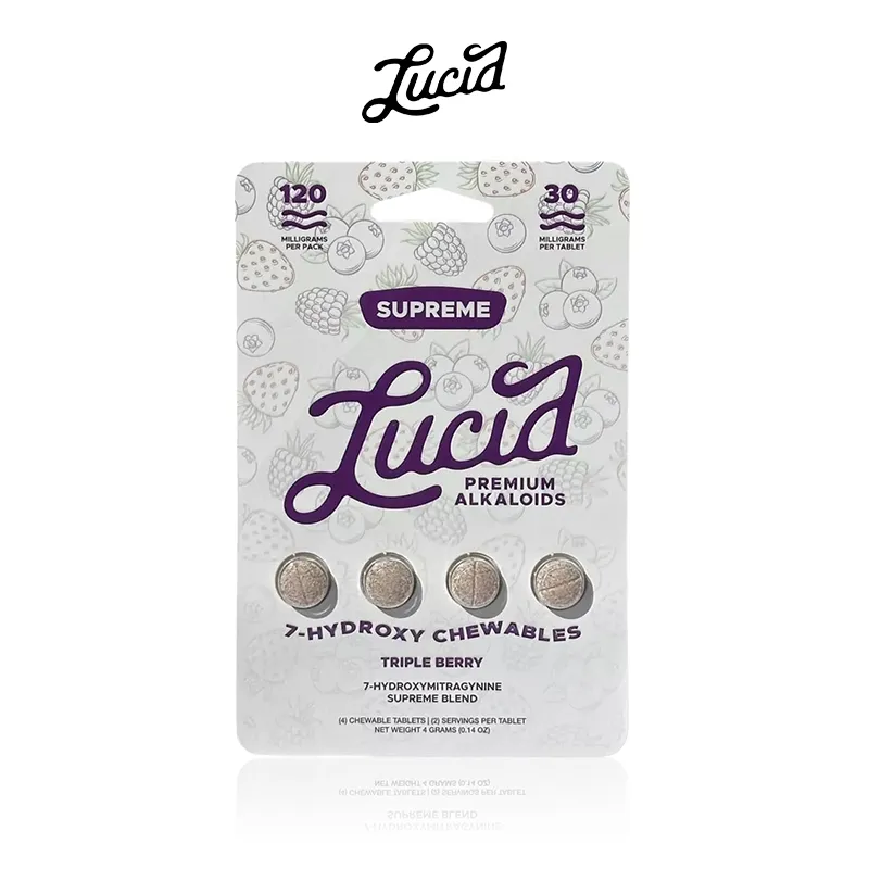 Lucid 7-Hydroxy Chewables, Triple Berry flavor.