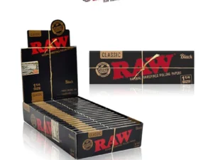 RAW rolling papers display and packaging.