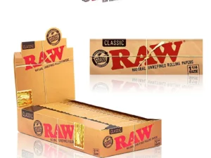 RAW rolling papers box and packaging.
