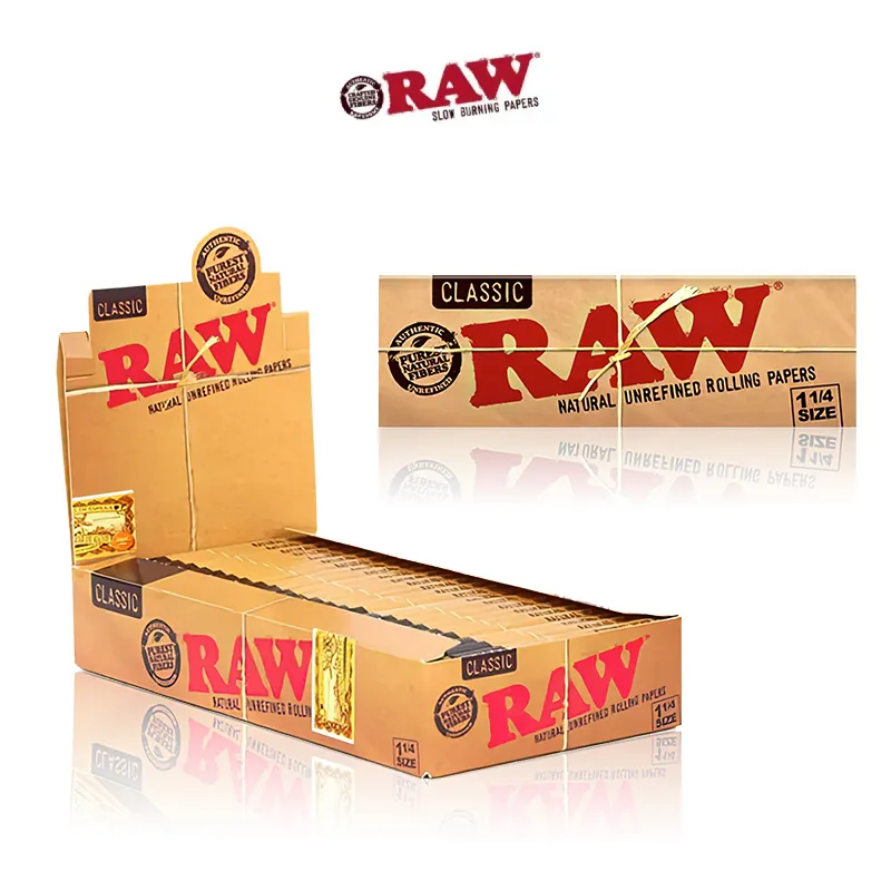 RAW rolling papers box and packaging.