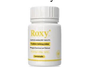 White bottle of Roxy complex alkaloid tablets.